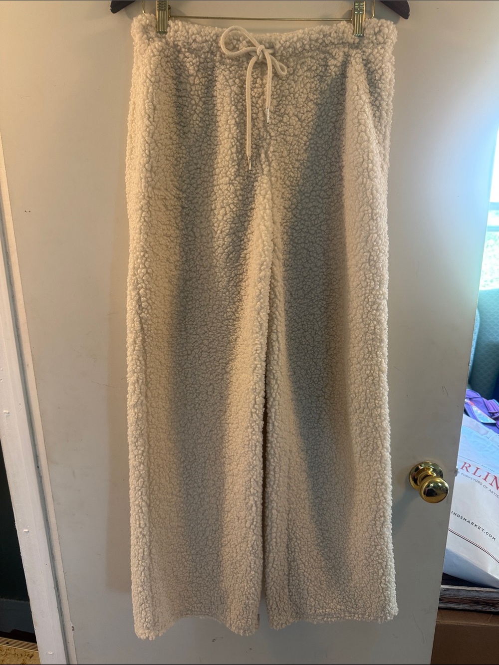 No Boundaries Women’s Cream Cozy Sherpa Drawstring Casual Pants Sz Medium 8-10